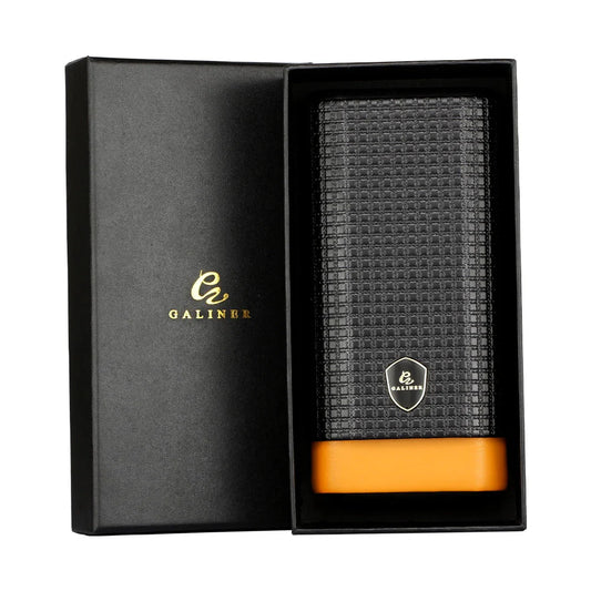 GALINER Leather & Cedar Wood Cigar Case – 3-Tube Portable Cigar Holder